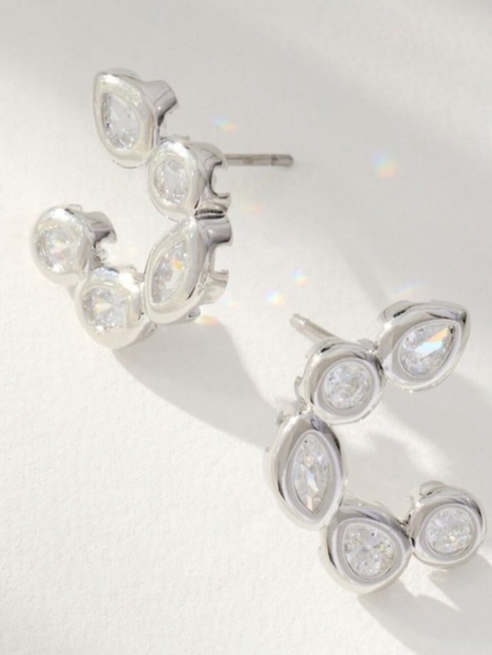 New! Anthropologie 14K Gold Plated Mixed Crystal Earrings (2019) NWT